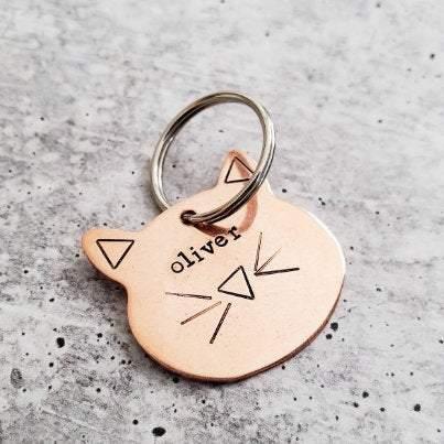 Cat Face Copper Cat Keychain