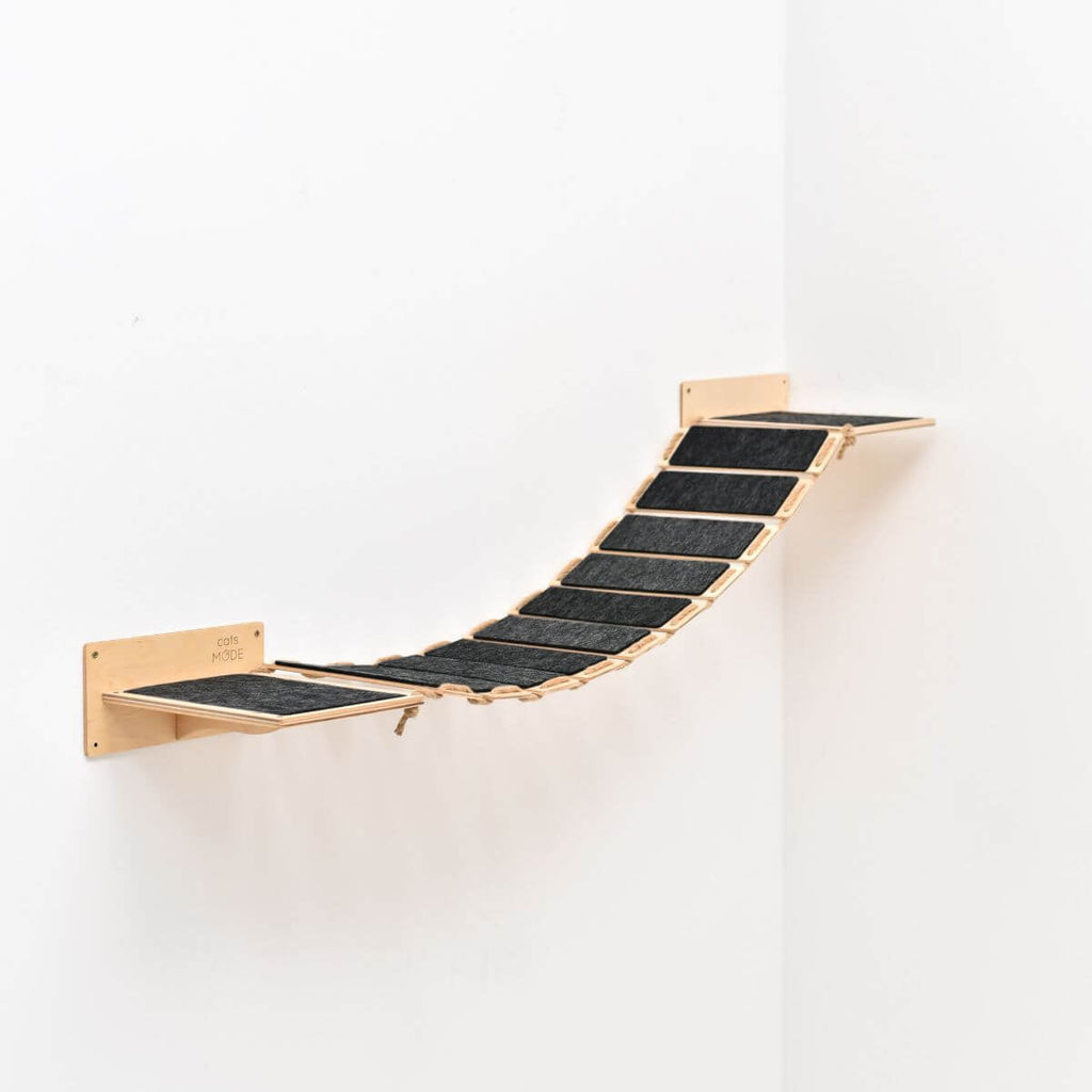 Cat Wall Bridge: 48.8-Inch Wooden Climbing Shelf for Pet Play