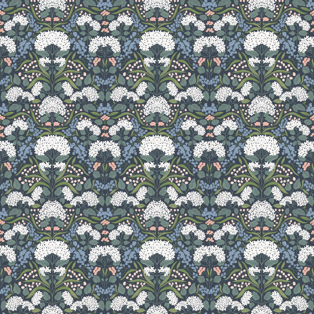 Catherine Floral Wallpaper in White, Blue, Green and Pink