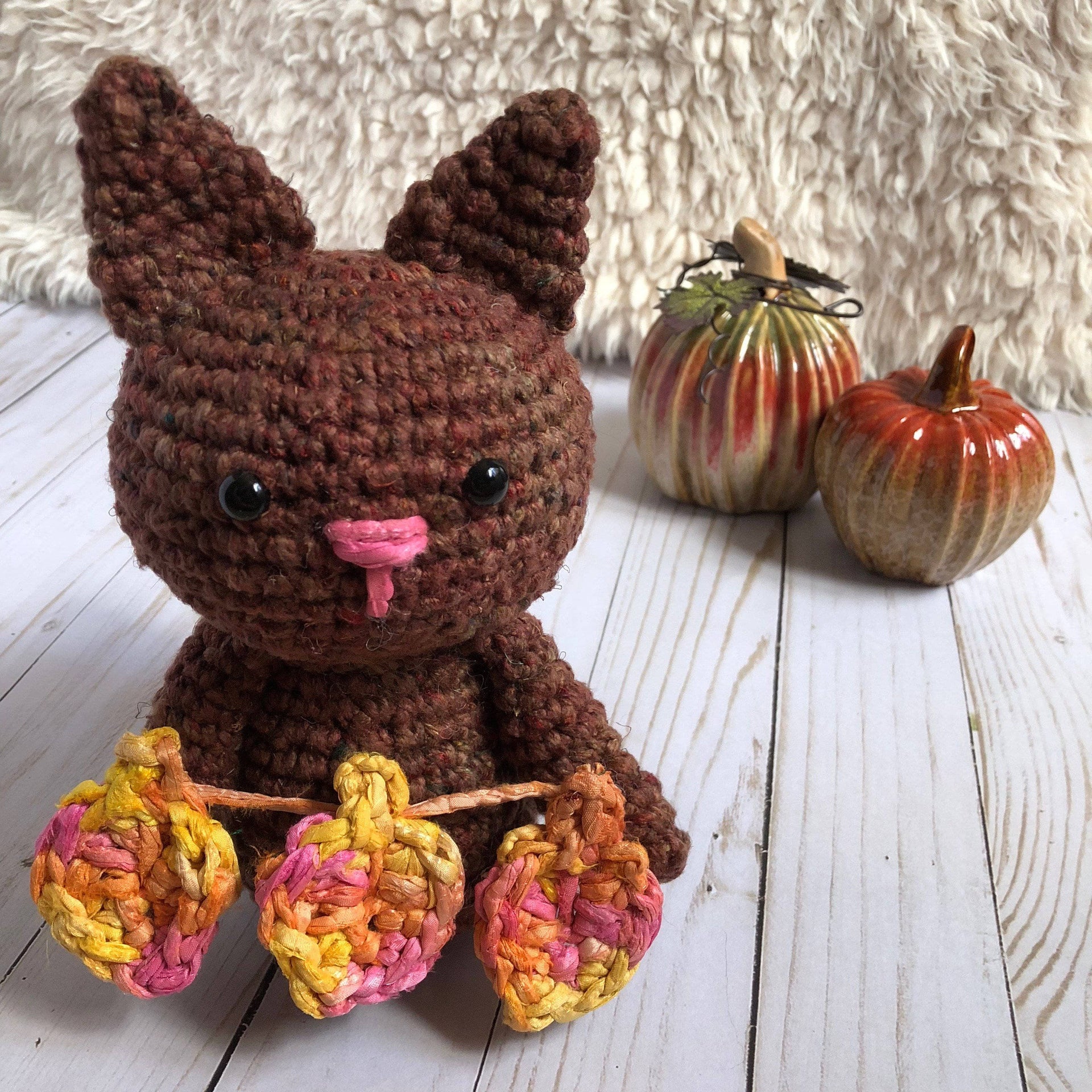 Amigurumi Crochet Cat Kit: DIY Handmade Fall Leaf Cat Pattern