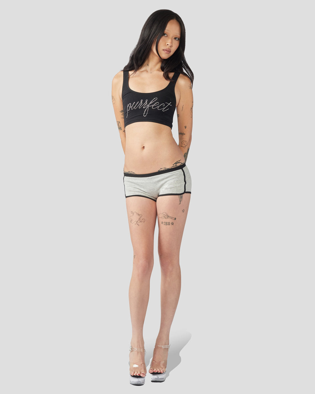 I ♥ Cats Boyshorts in Grey and Black Knit