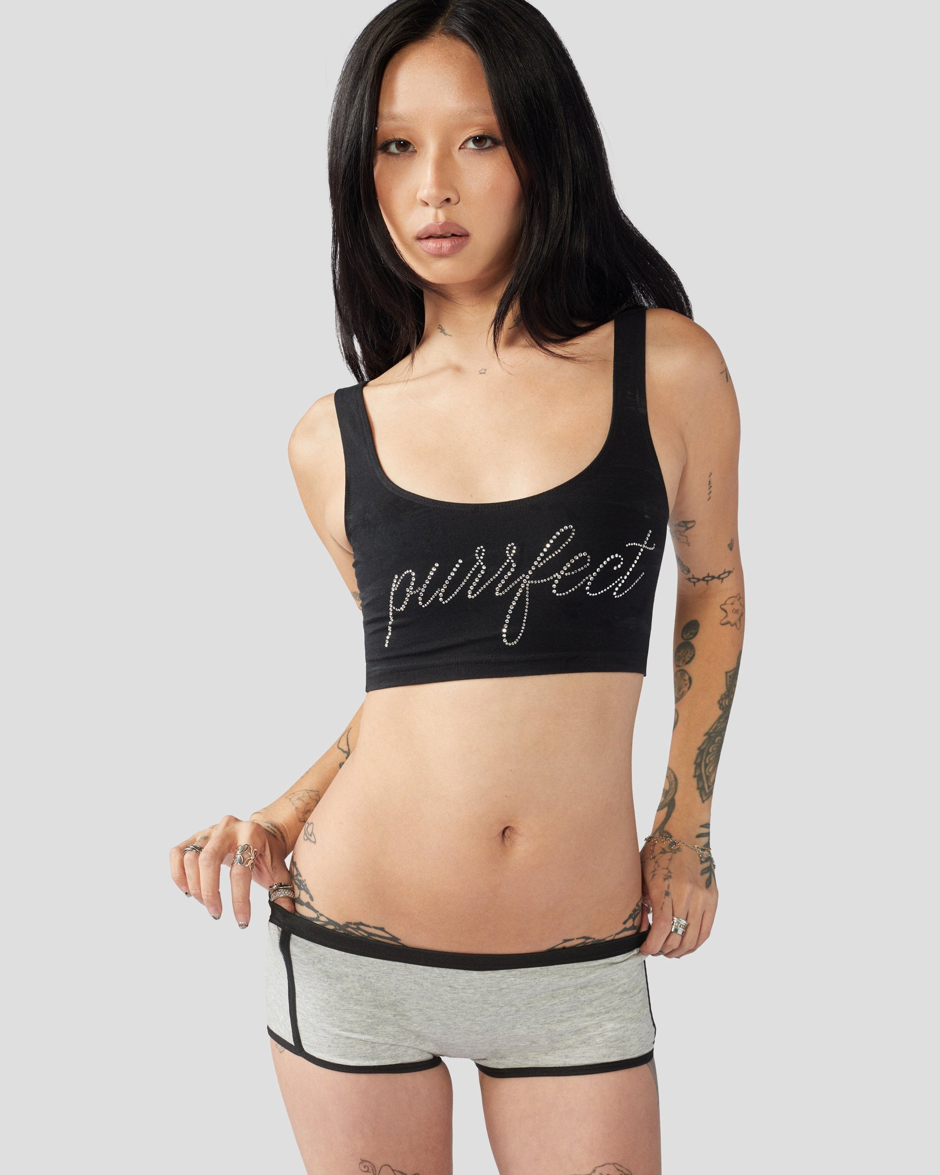 I ♥ Cats Boyshorts in Grey and Black Knit