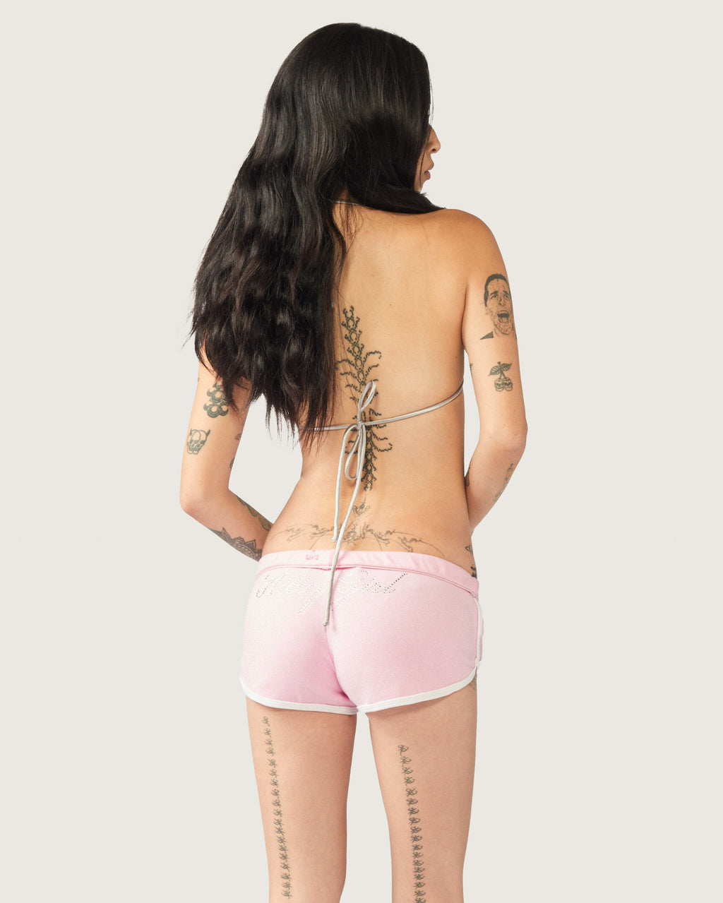 Kitty Girl Booty Shorts Y2K Low Rise Pastel Pink White Trim