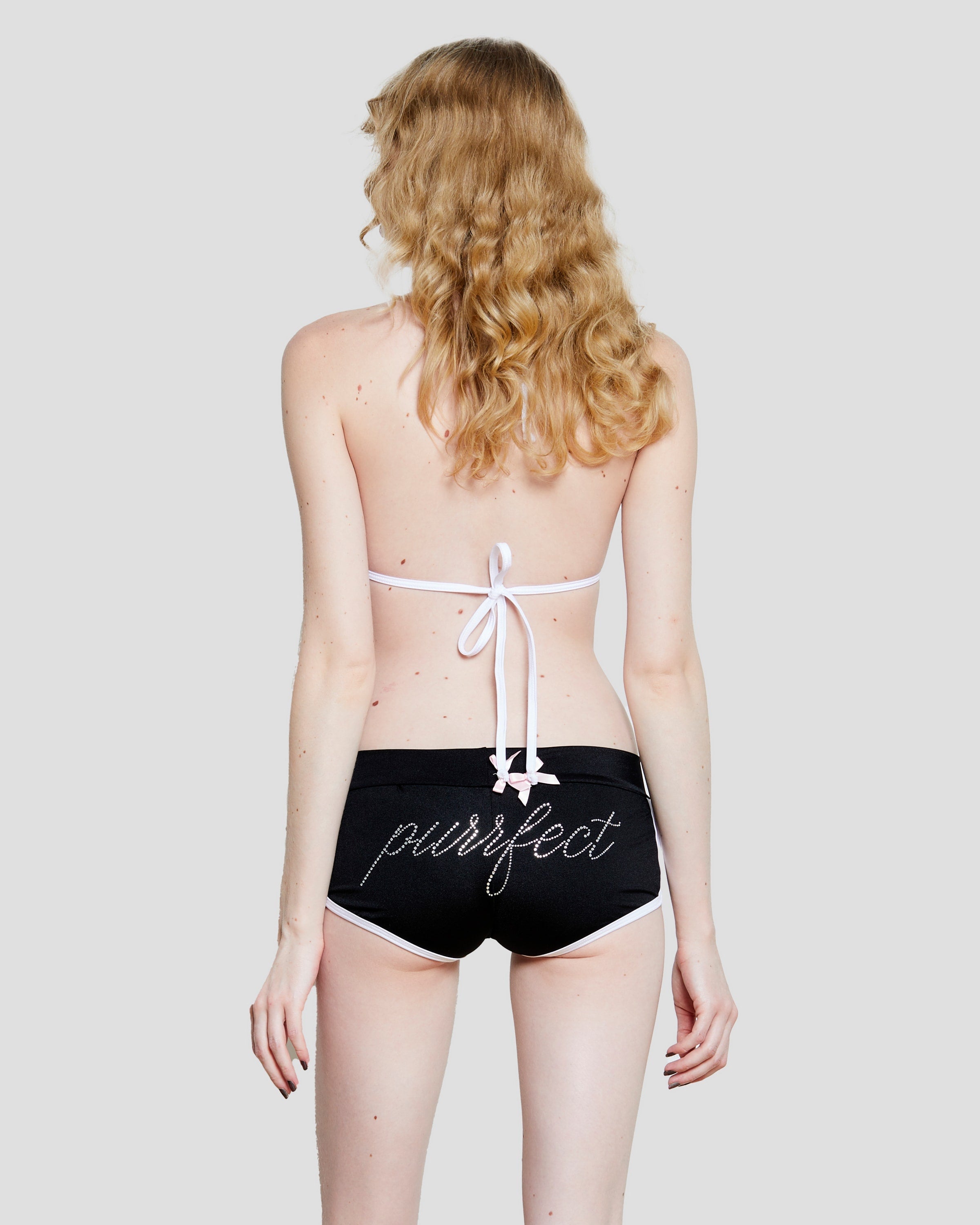 Flirty Purrfect Booty Shorts: Rhinestone Athletic Bodycon Shorts