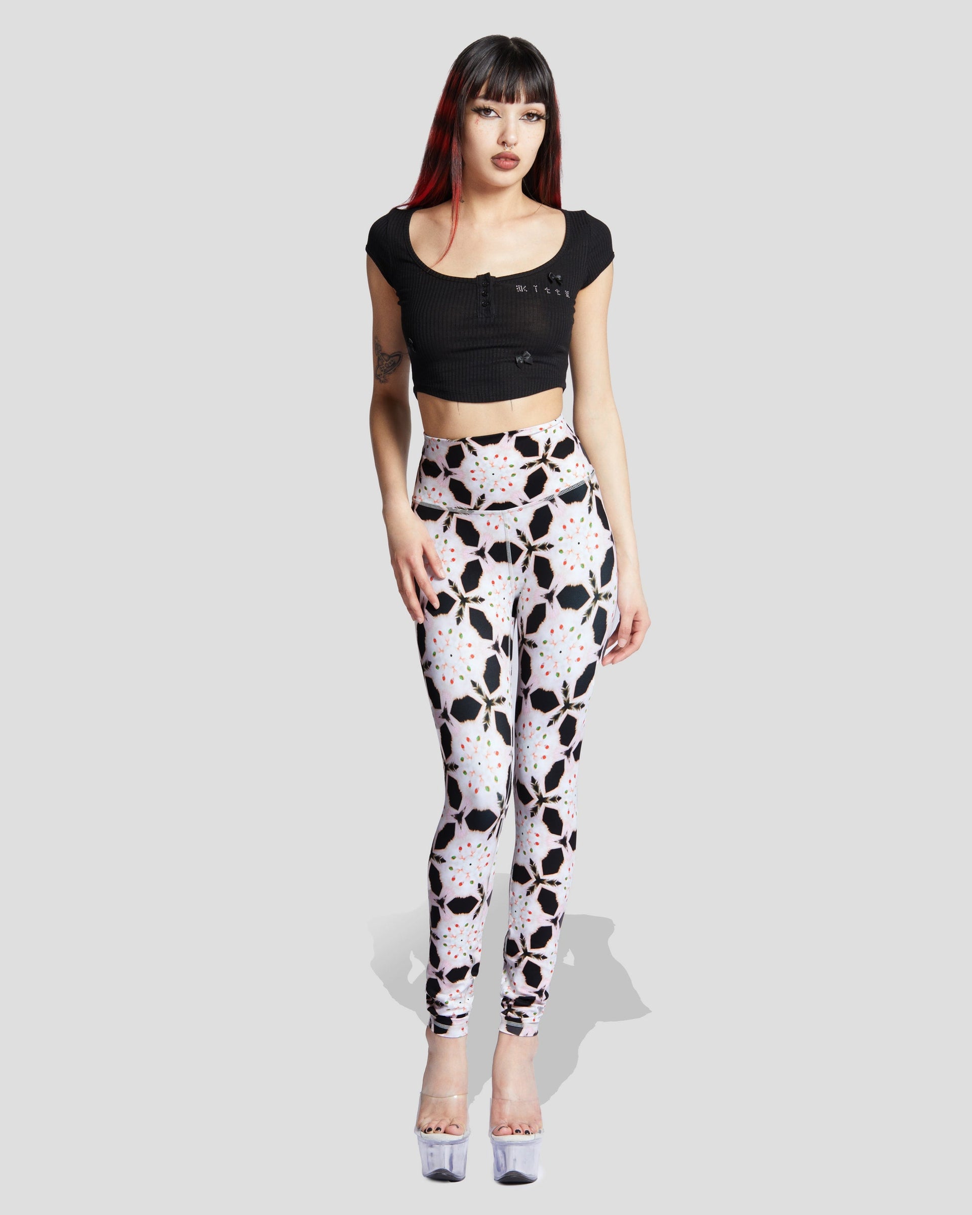 Purrfect Sin High-Waisted Geometric Leggings - Edgy Streetwear