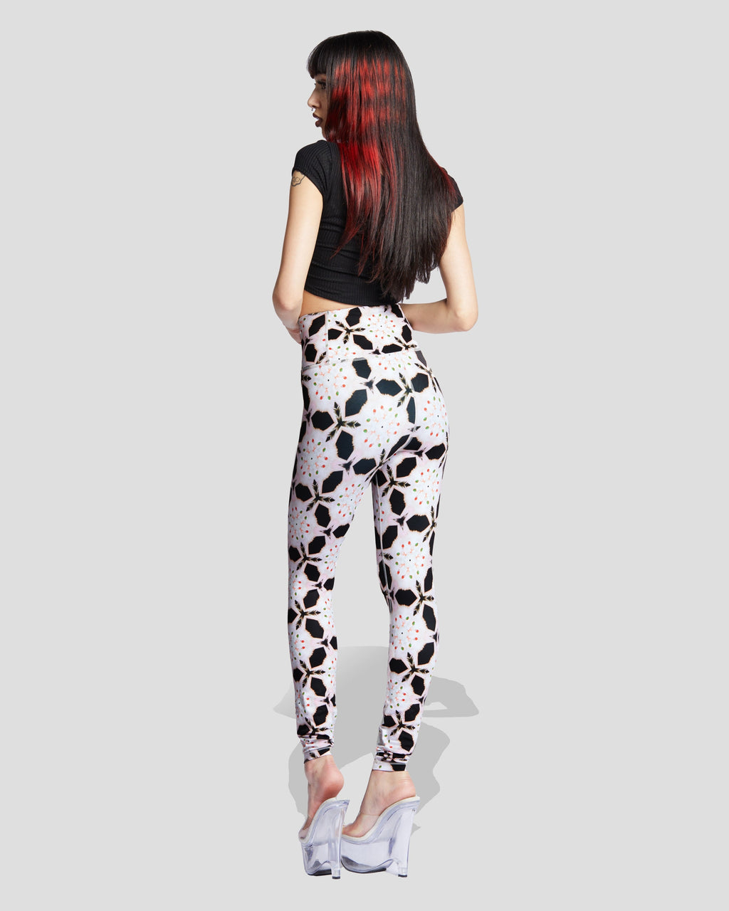 Purrfect Sin High-Waisted Geometric Leggings - Edgy Streetwear