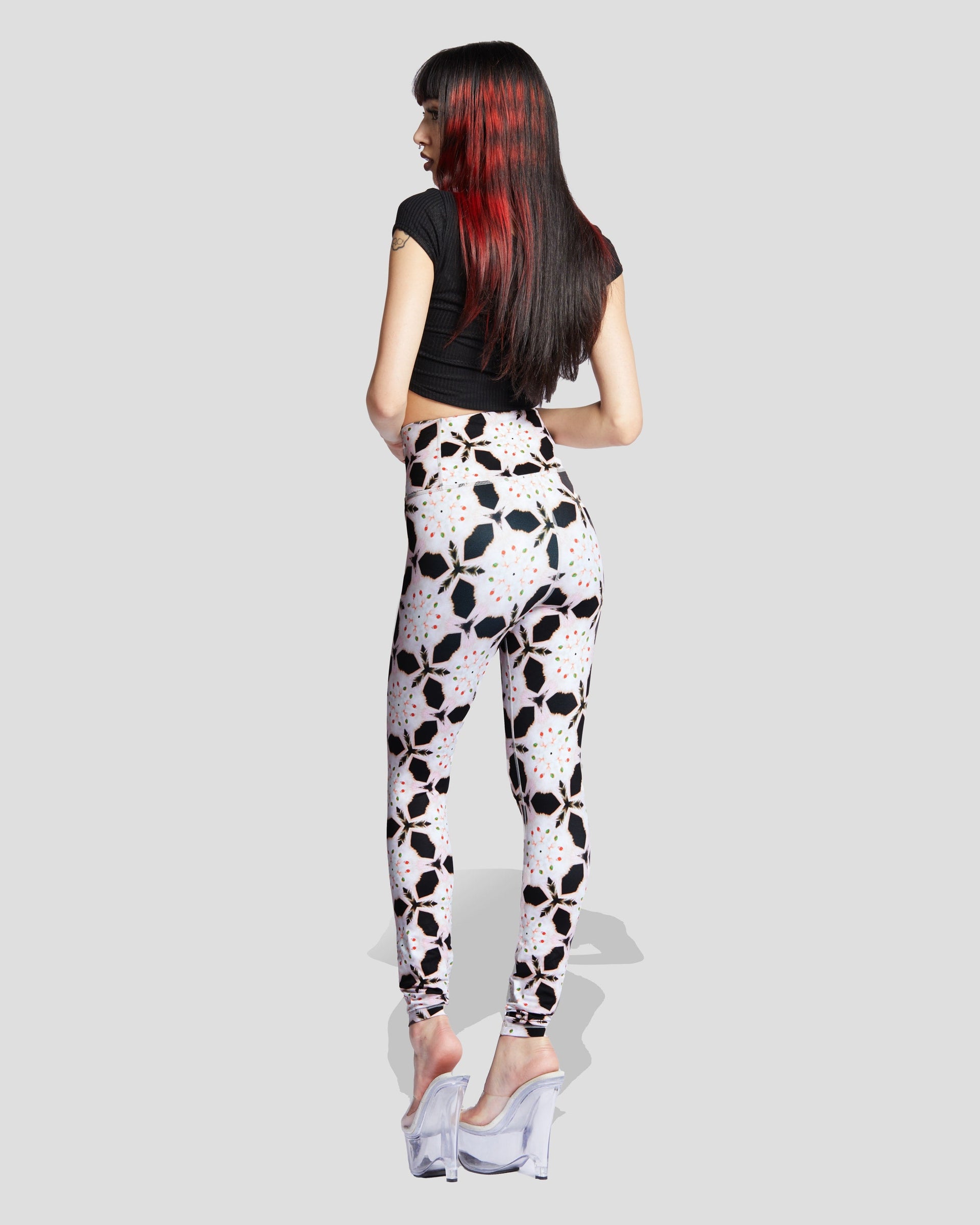 Purrfect Sin High-Waisted Geometric Leggings - Edgy Streetwear