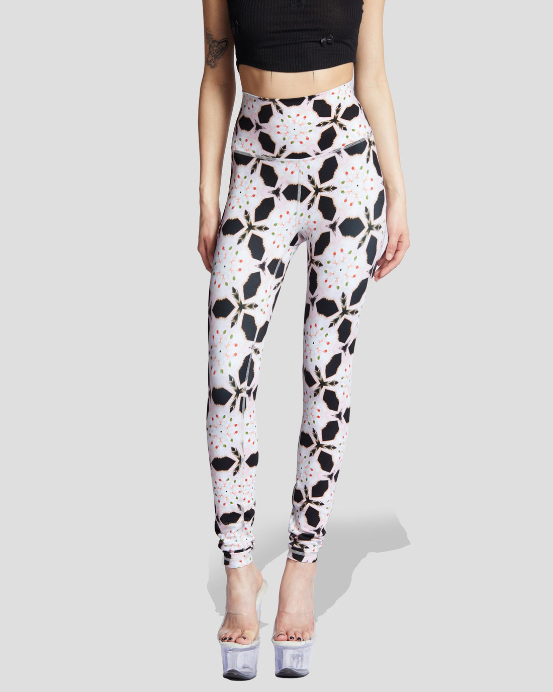 Purrfect Sin High-Waisted Geometric Leggings - Edgy Streetwear