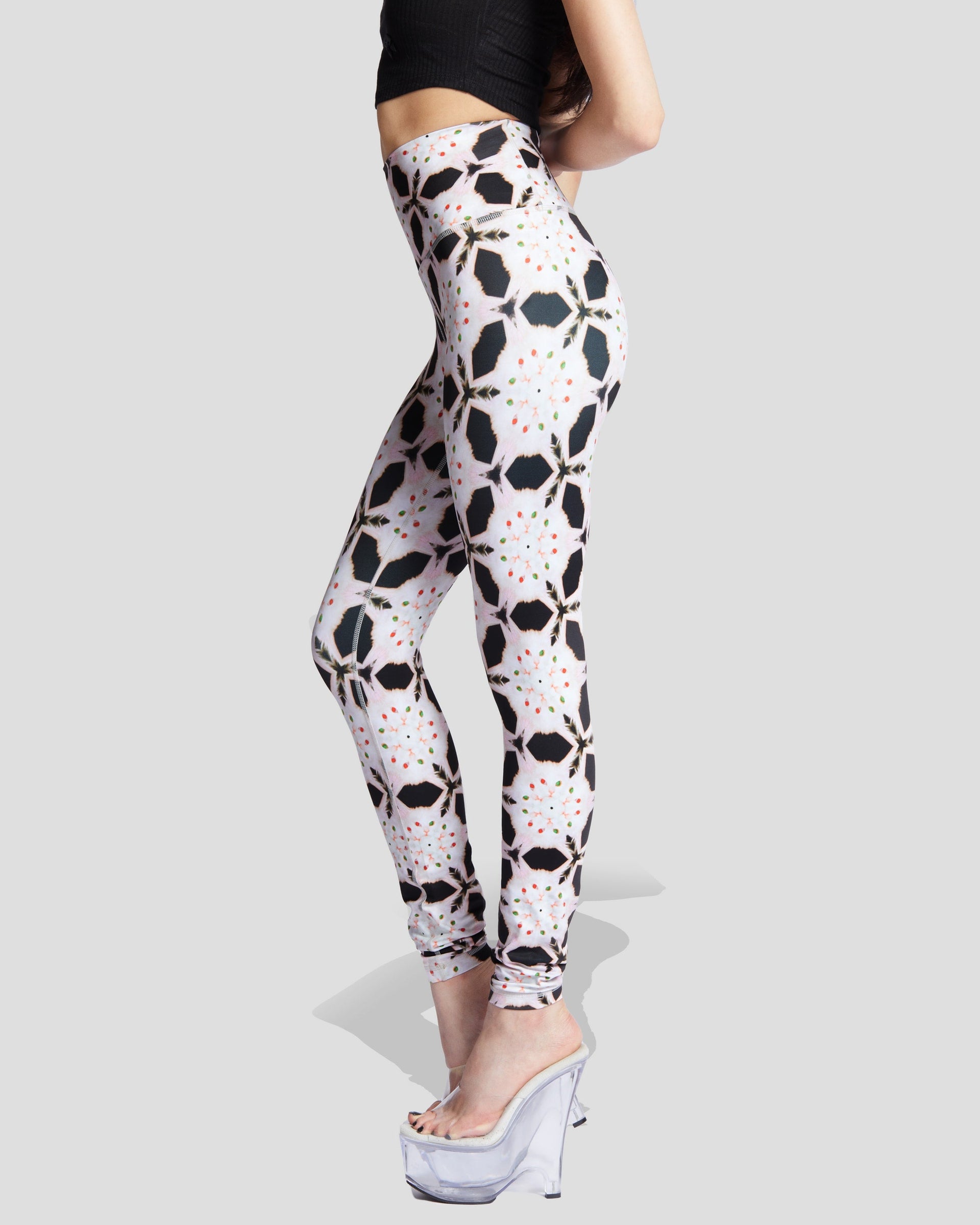 Purrfect Sin High-Waisted Geometric Leggings - Edgy Streetwear