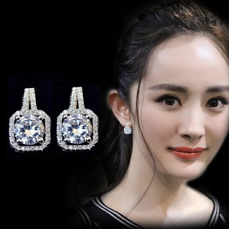 Women's Square Diamond Stud Earrings