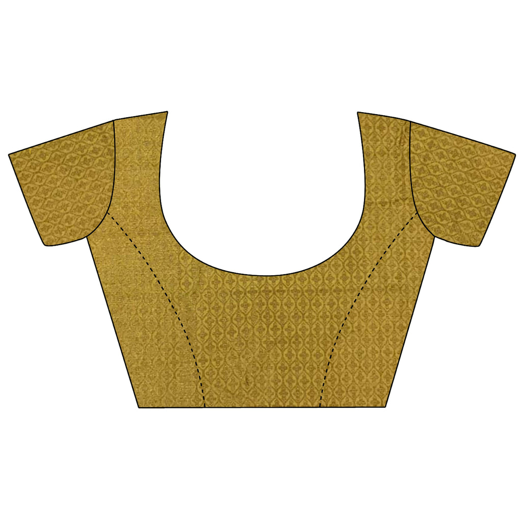 Joban Fashion Golden Yellow Banarasi Soft Lichi Silk Checks & Woven Saree