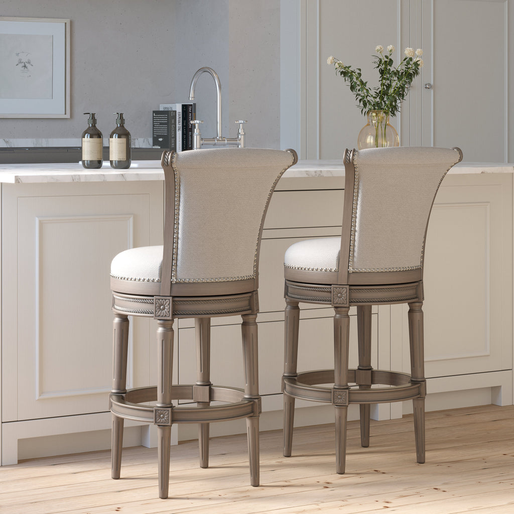 Charlotte Swivel Barstool in Weathered Grey