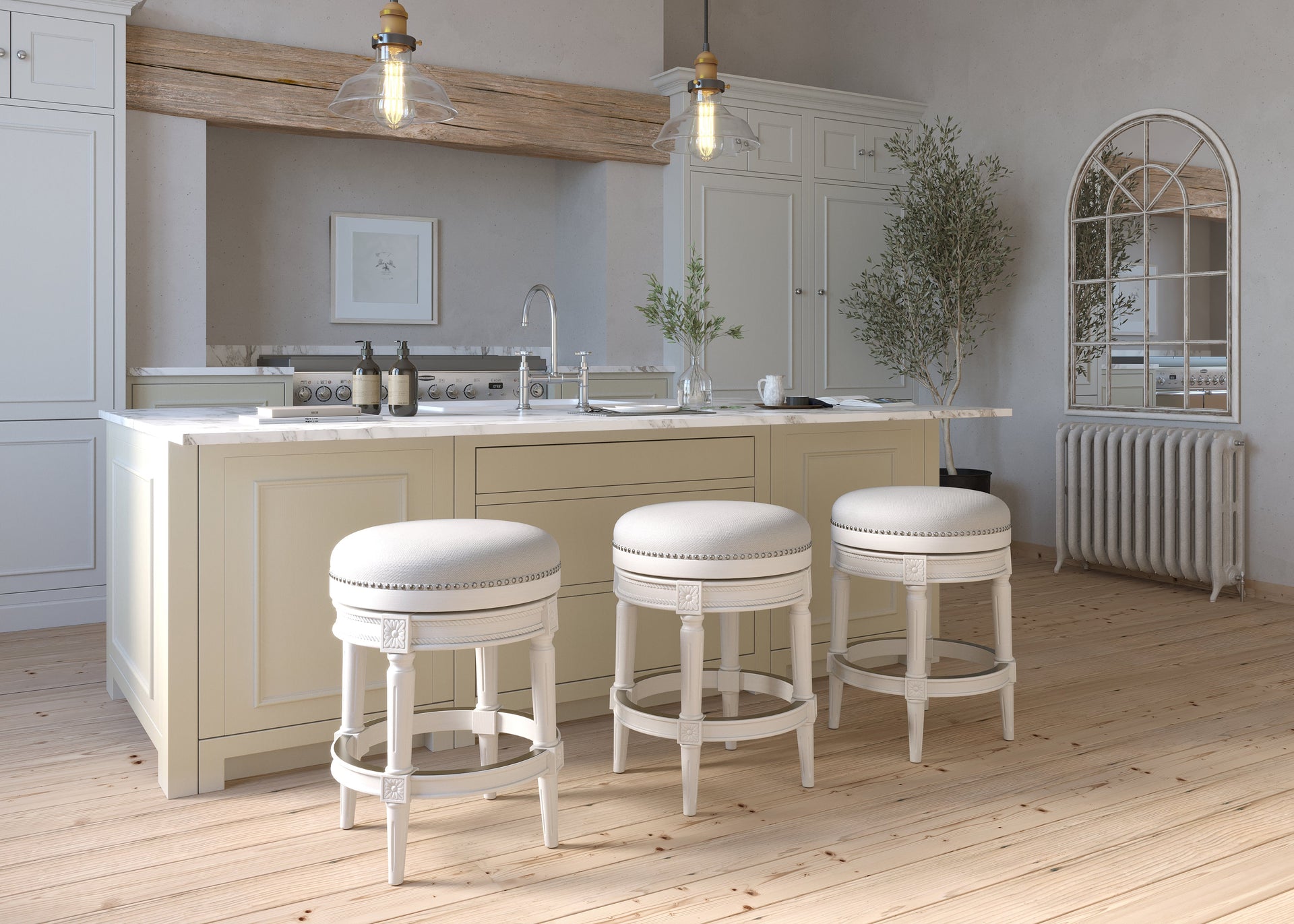 Backless Charlotte Barstool in White
