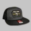 Vintage Black Woven 7 Panel Hat in a structured design with textured woven fabric
