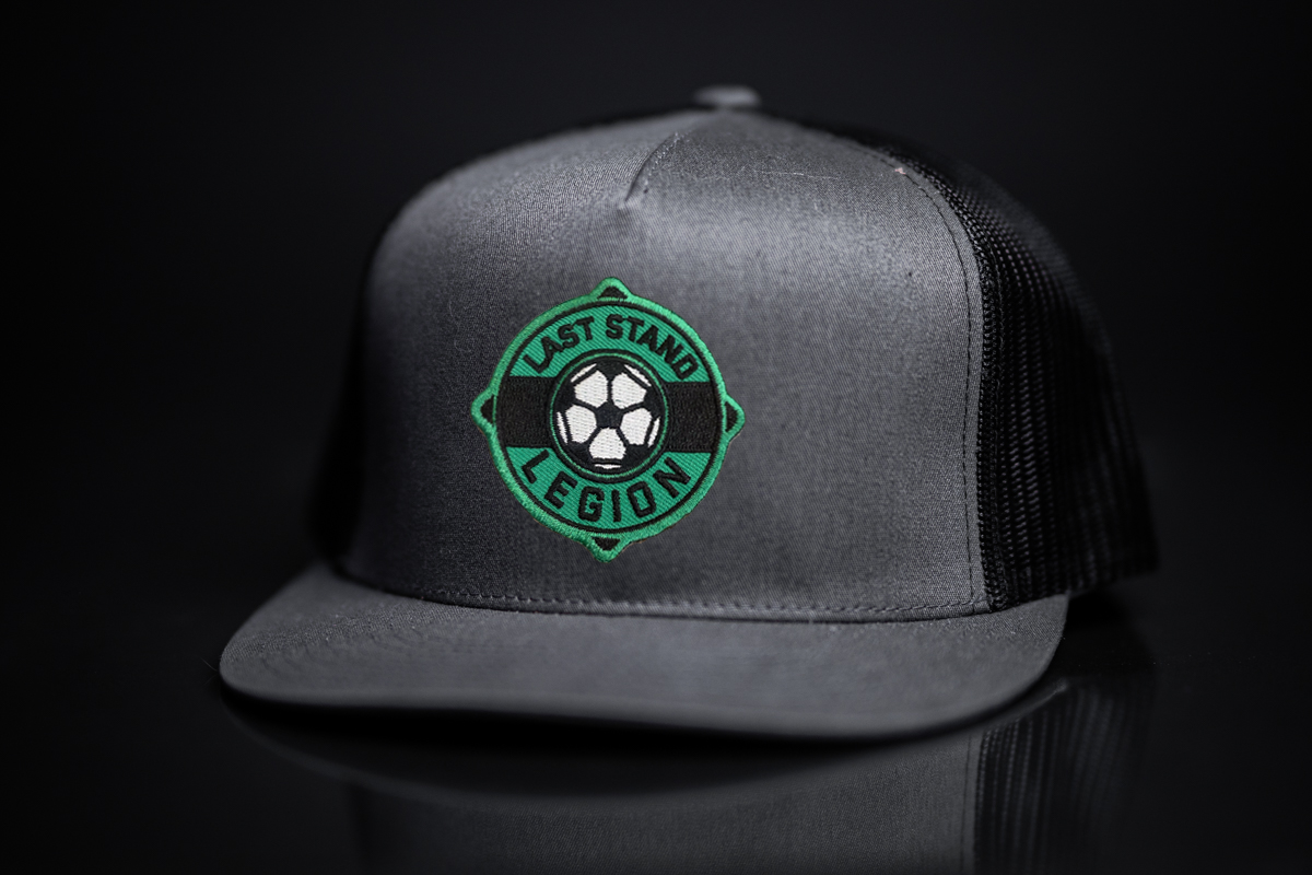 Last Stand Legion soccer flatbill hat with adjustable snapback closure.