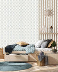 Charlie Geometric Wallpaper - Sage-Green & White Farmhouse