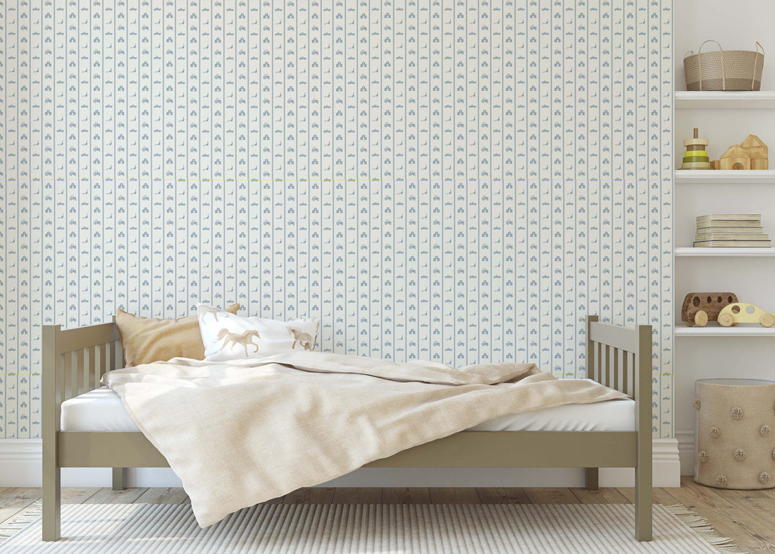 Charlie Geometric Wallpaper - Sage-Green & White Farmhouse