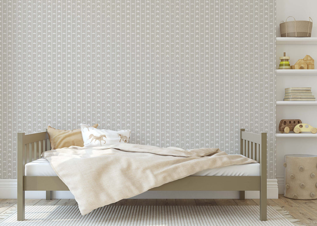Charlie Geometric Wallpaper - Sage-Green & White Farmhouse