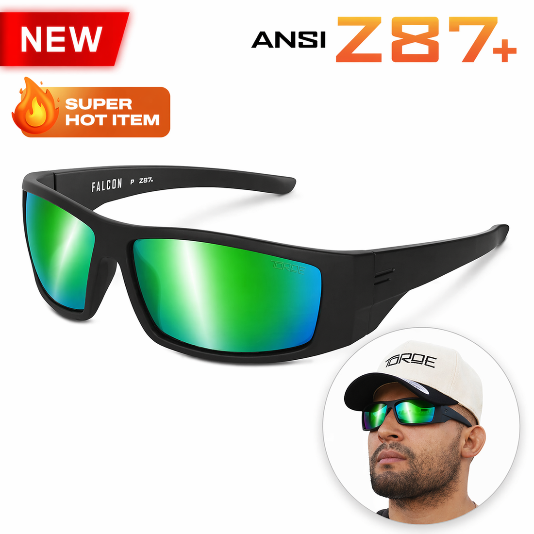 ANSI Z87+ Safety Rated Polarized Wraparound Sunglasses