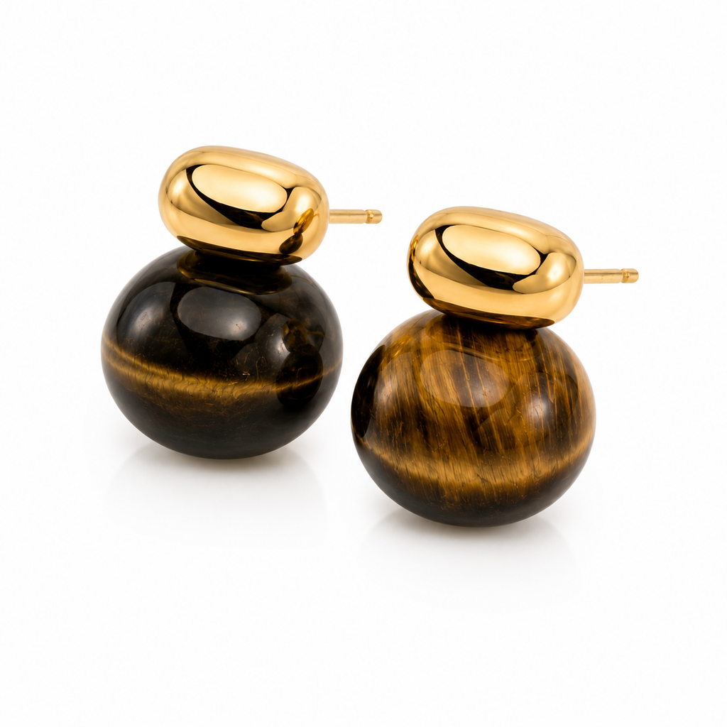 Tiger Eye Bubble Earring