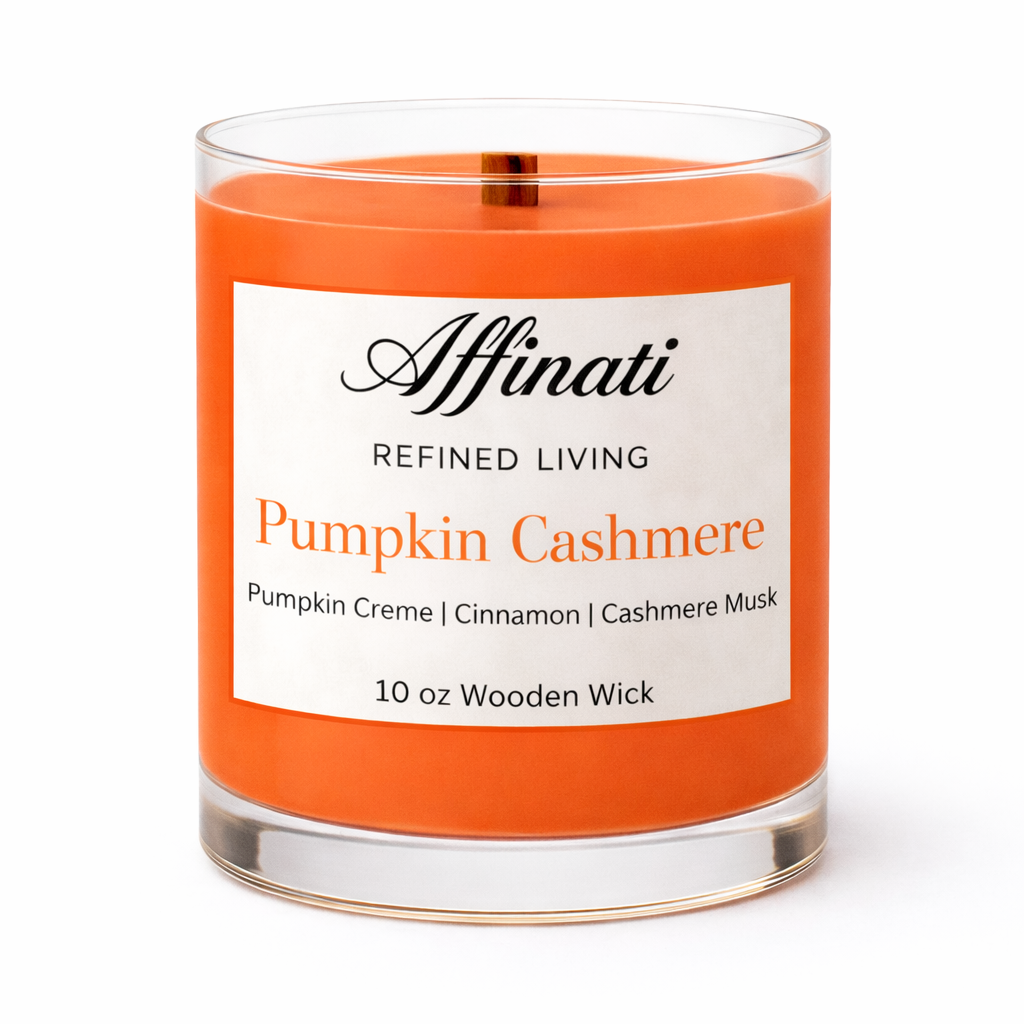 Pumpkin Cashmere Wooden Wick Candle – Luxury 10 oz Soy Blend | Affinati
