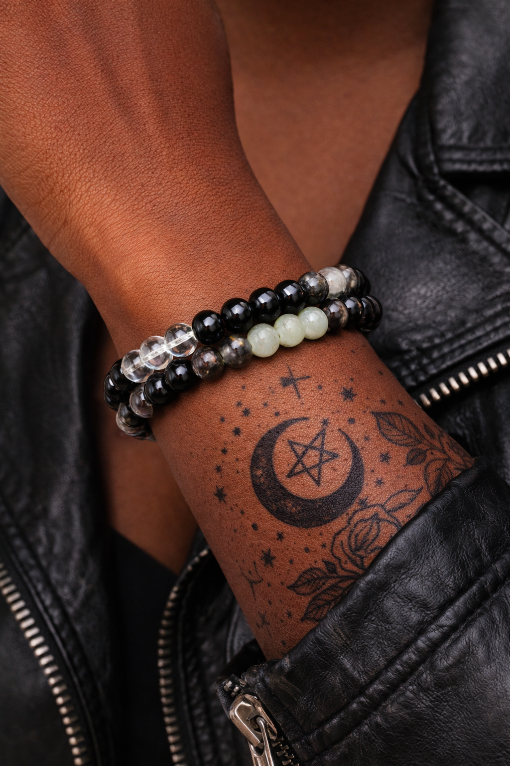 Midnight Path Spell Bracelet – Witchy Intention Bead Bracelet (8mm, Medium Wrist)