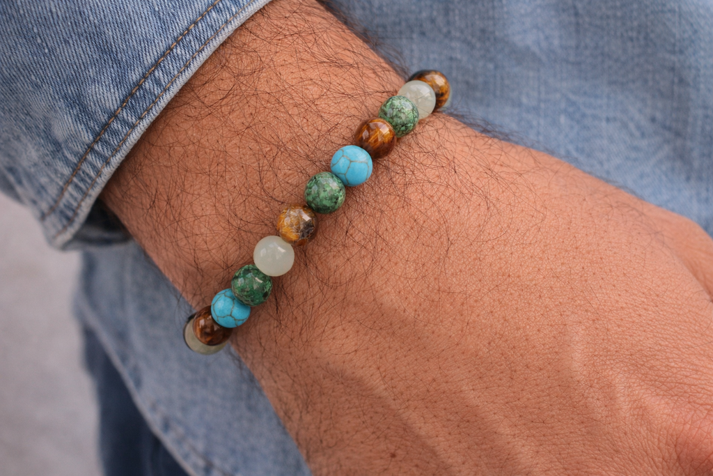 Anxiety Relief & Balance Bracelet – Multicolor Natural Stones for Calm, Clarity & Communication