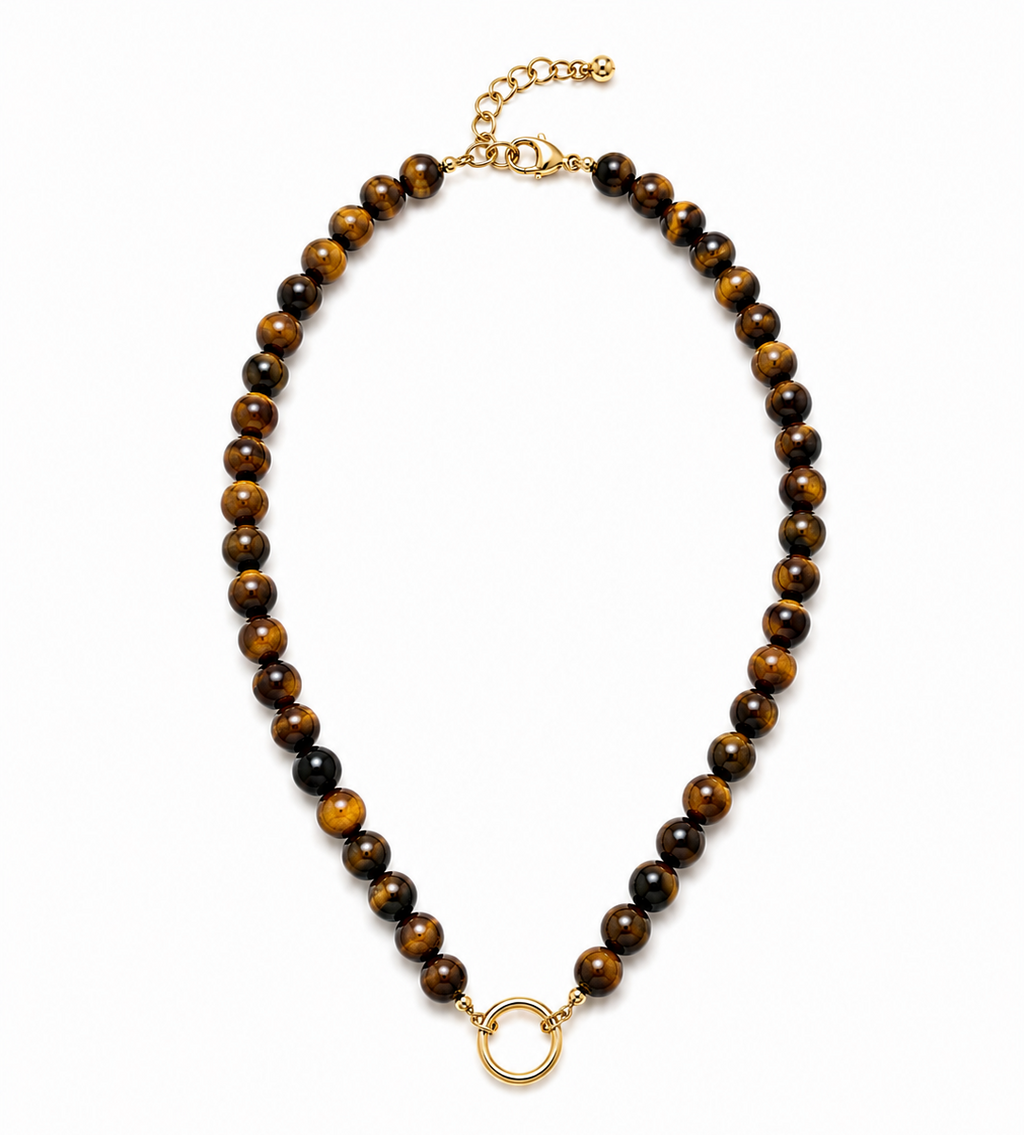Tiger Eye Beaded Toggle Necklace