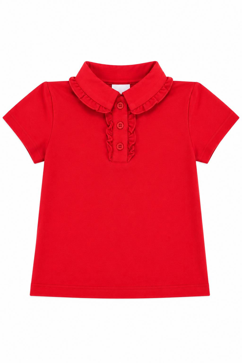 Red S/S Ruffle Polo