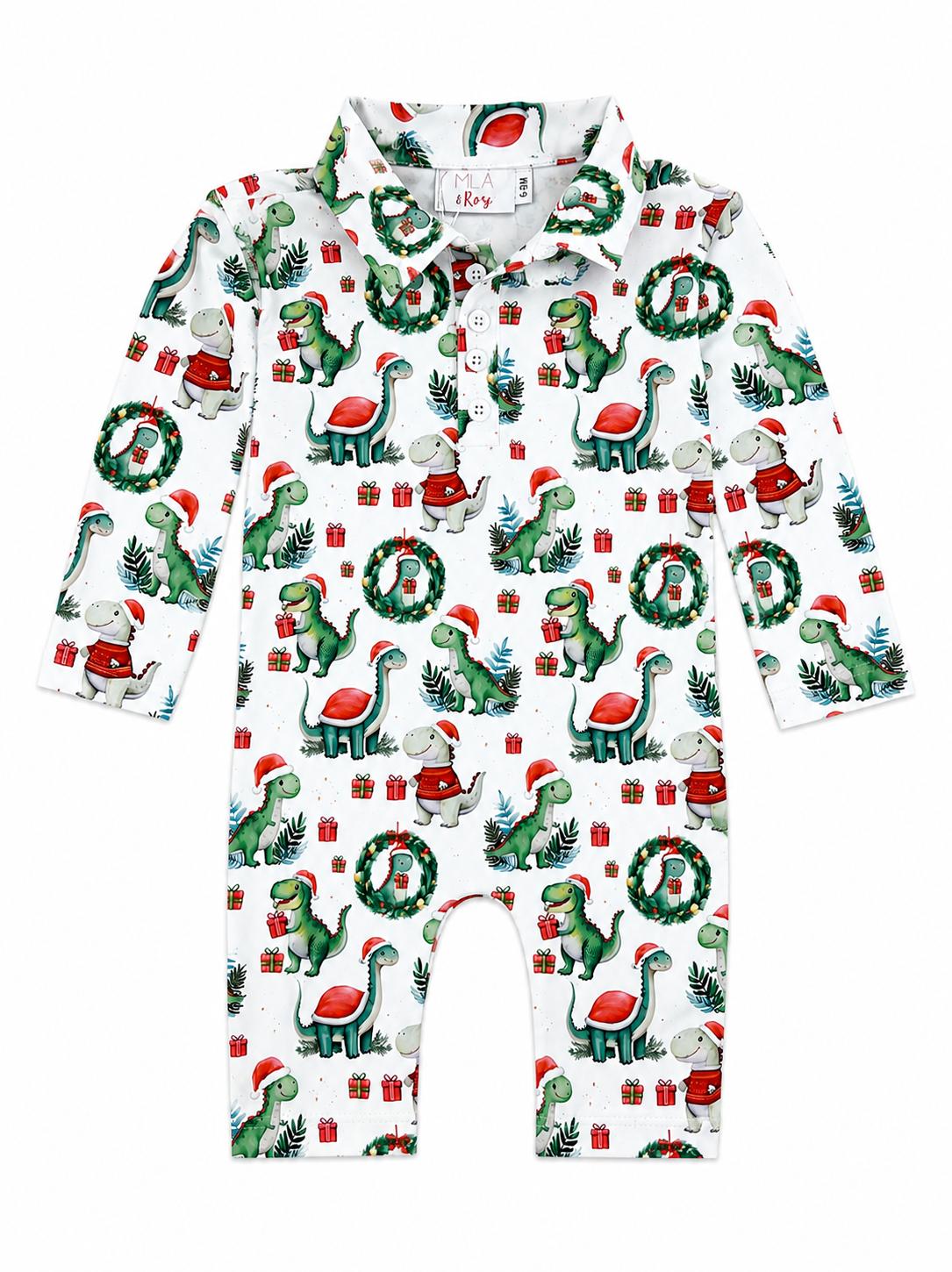 Santa Saurus L/S Polo One-Piece