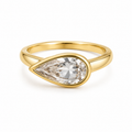 Sideways Pear Cut Bezel Ring