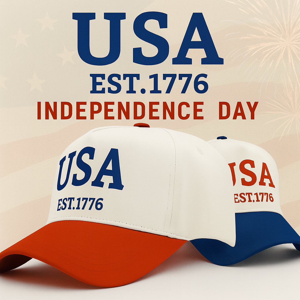 A structured USA 1776 cotton snapback hat in a classic patriotic design.