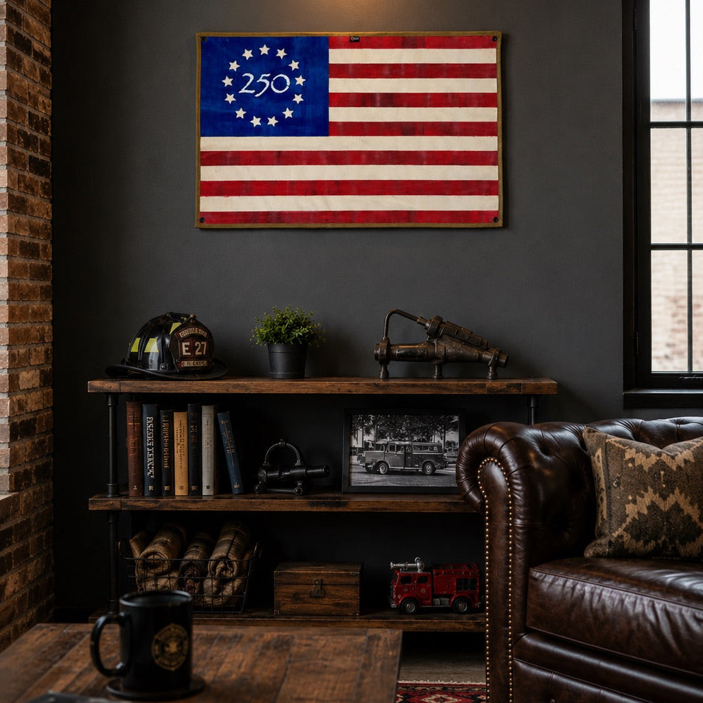 Betsy Ross 250 Edition American Flag Fire Hose Wall Decor