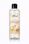 A 16 oz bottle of Affinati Cocoa Butter Cashmere Shampoo with a clear bottle and detailed product label.