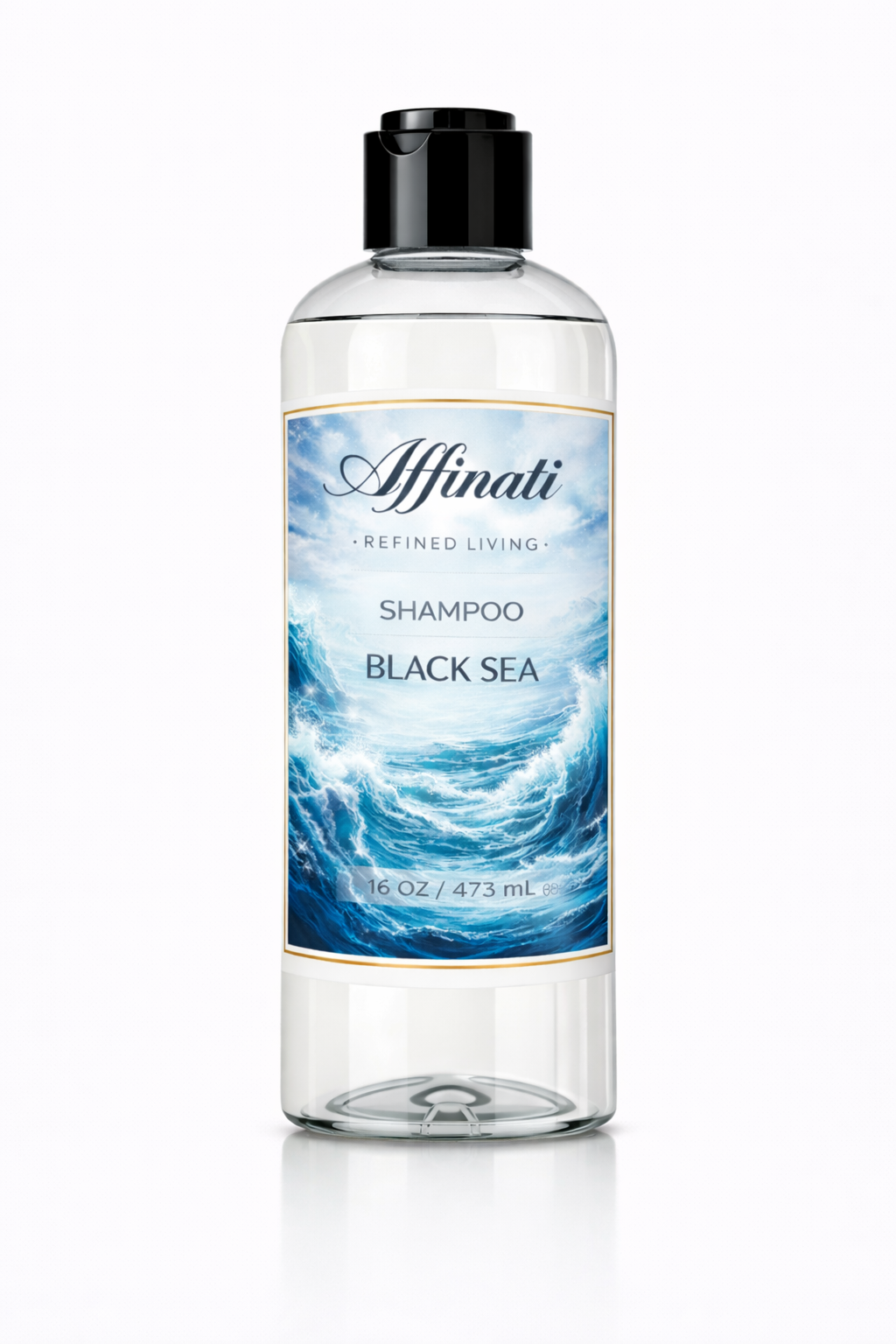 Bottle of Black Sea sulfate-free aloe hair cleanser, 16 oz, with blue ocean graphic label
