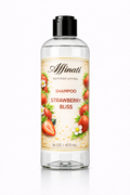 Bottle of Affinati Strawberry Bliss sulfate-free shampoo, 16 oz, featuring strawberry illustrations on the label.