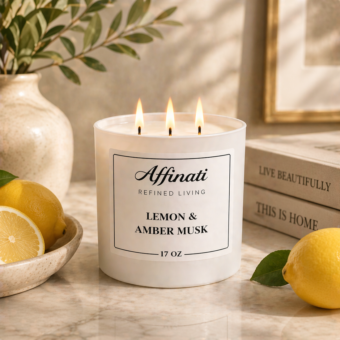 3-Wick Lemon & Amber Musk Candle