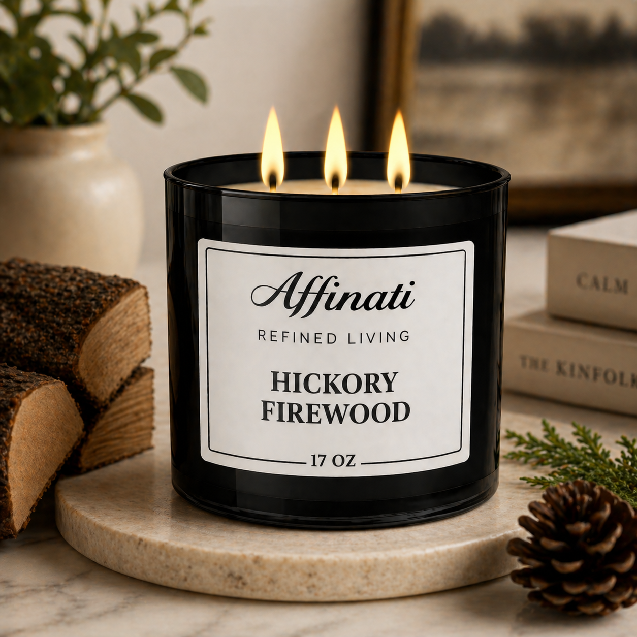 3-Wick Hickory Firewood Candle