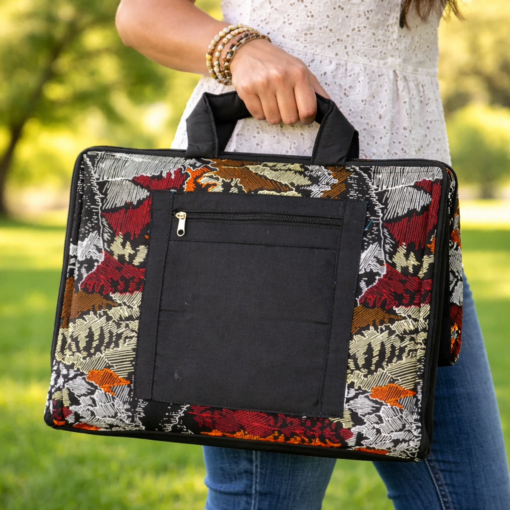 Artisan Ugandan Cotton Laptop Bag - Vibrant Geometric Print