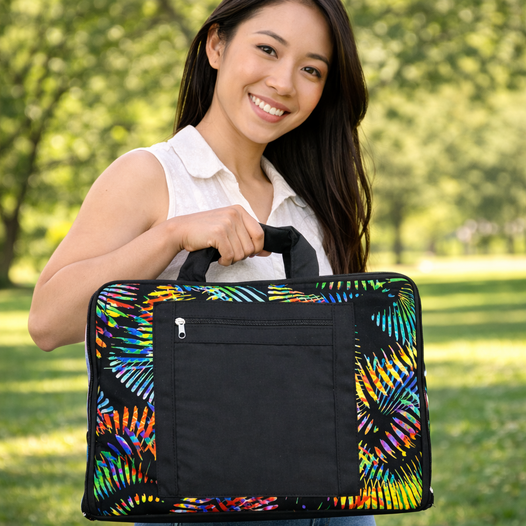Artisan Ugandan Cotton Laptop Bag - Vibrant Geometric Print
