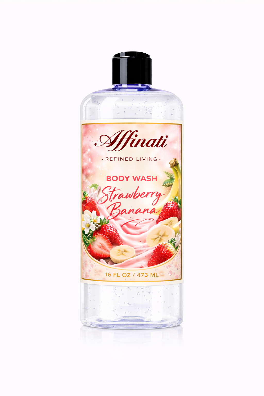 Bottle of Affinati Strawberry Banana Body Wash 16 oz.
