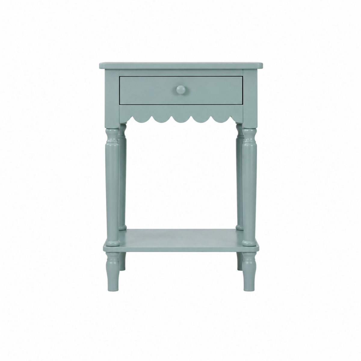 Wood Scalloped Side Table in Blue