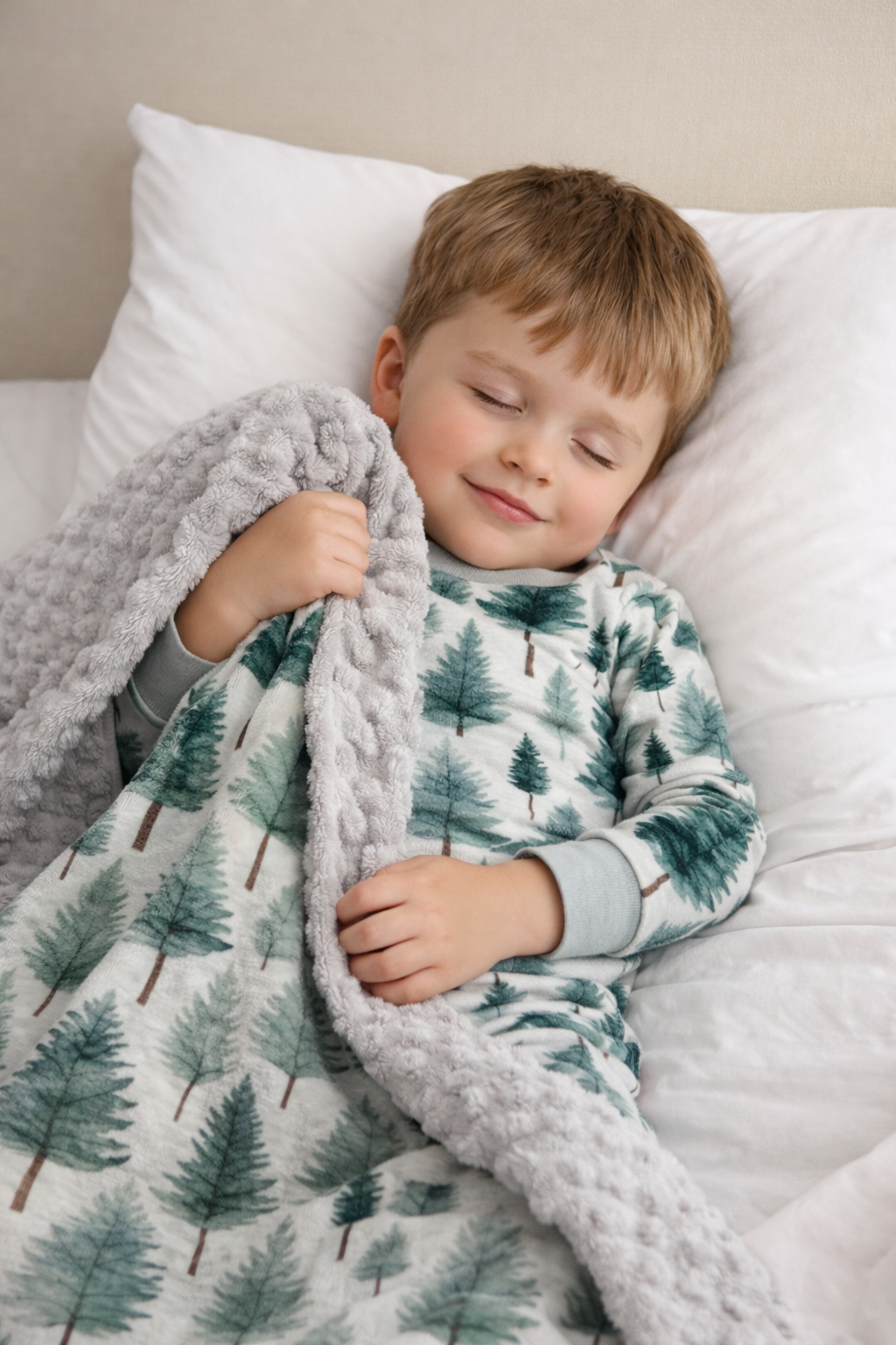 Woodland Whispers Minky Baby Blanket with Watercolor Pine Print - Image 6
