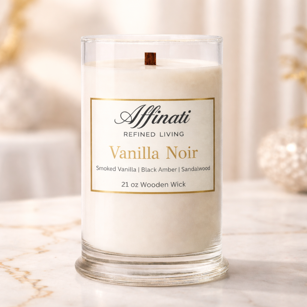 Vanilla Noir Wooden Wick Candle – Luxury 21 oz Soy Blend | Affinati