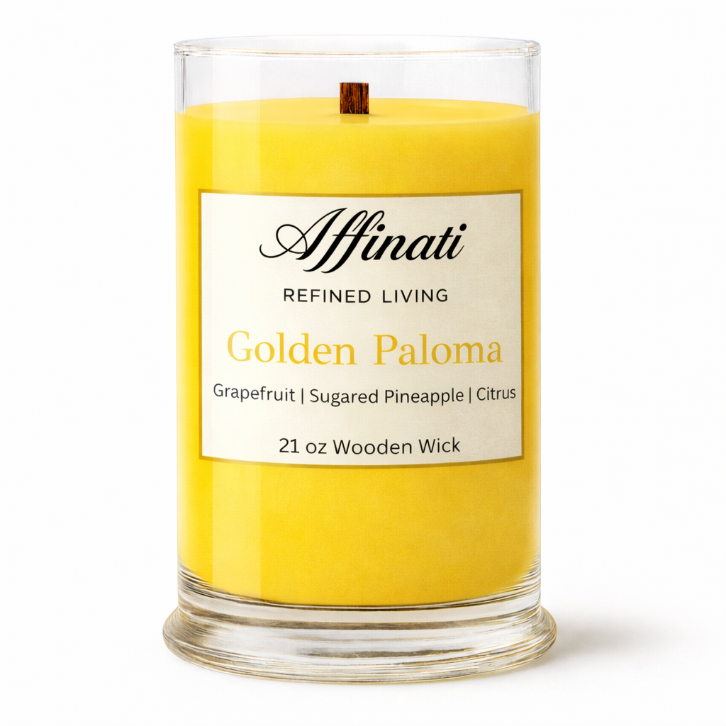 Golden Paloma Wooden Wick Candle – Luxury 21 oz Soy Blend | Affinati