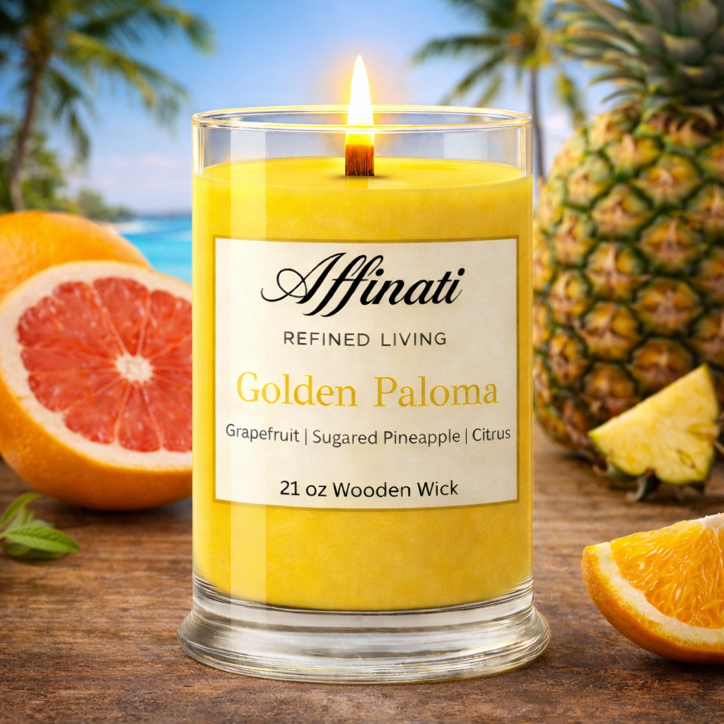 Golden Paloma Wooden Wick Candle – Luxury 21 oz Soy Blend | Affinati