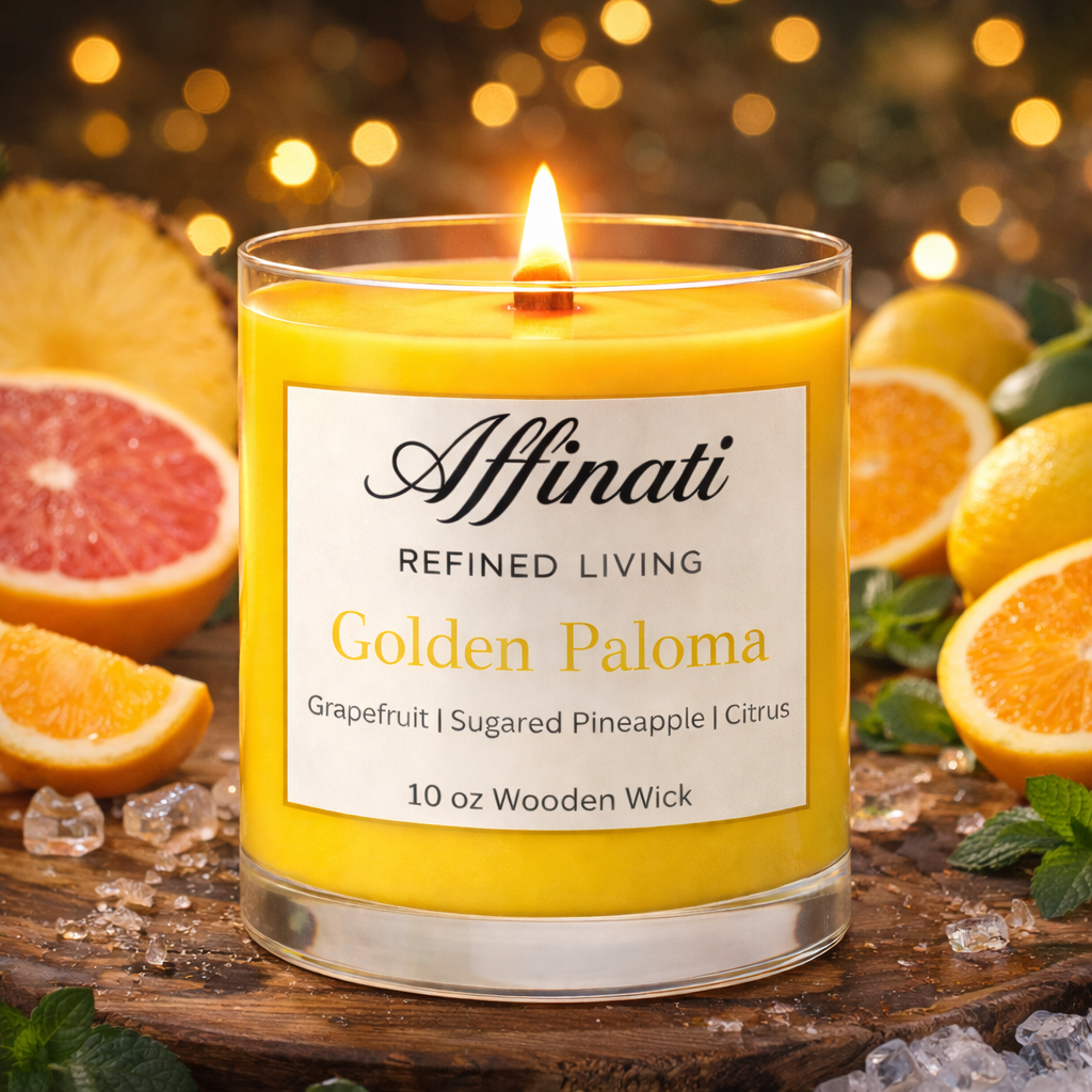 Golden Paloma Wooden Wick Candle – Luxury 10 oz Soy Blend | Affinati