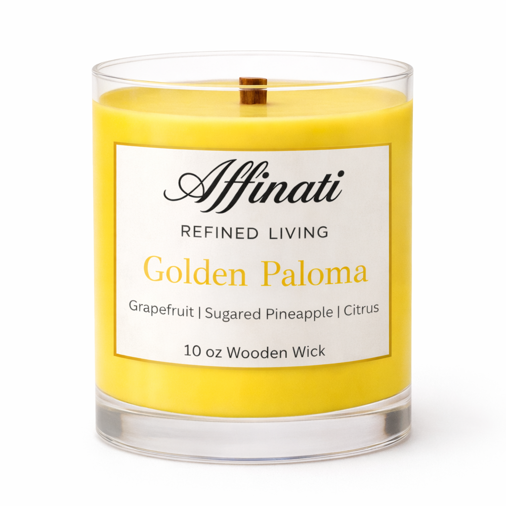 Golden Paloma Wooden Wick Candle – Luxury 10 oz Soy Blend | Affinati