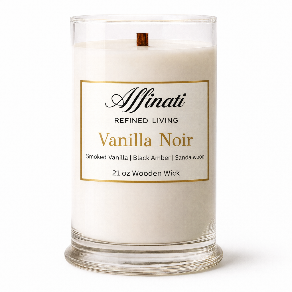 Vanilla Noir Wooden Wick Candle – Luxury 21 oz Soy Blend | Affinati