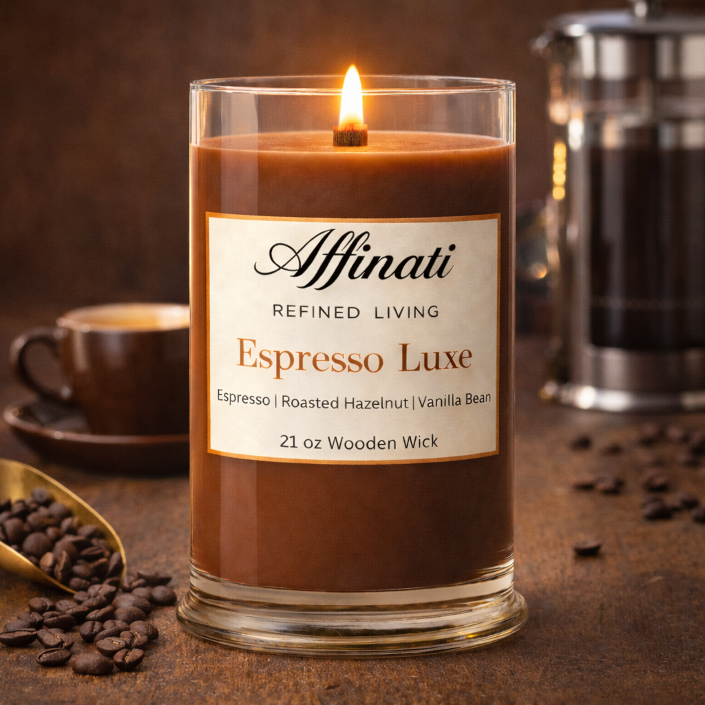 Espresso Luxe Wooden Wick Candle – Luxury 21 oz Soy Blend | Affinati